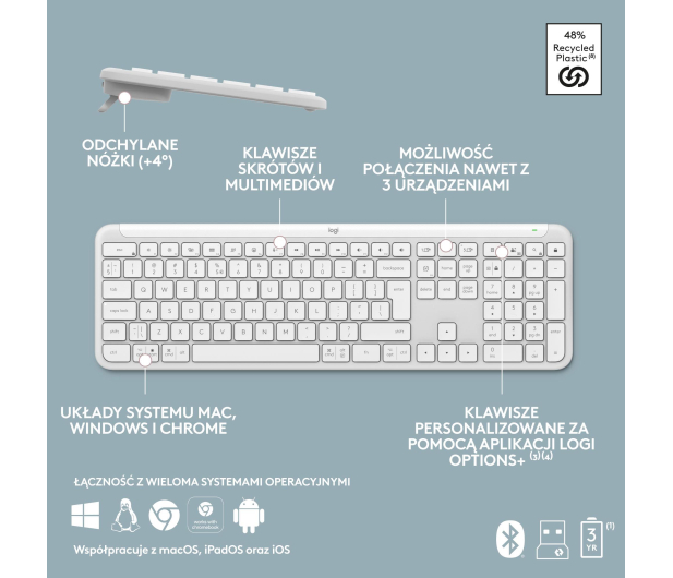 LOGITECH MK950 biały 920-012491 - 1233178 - zdjęcie 14
